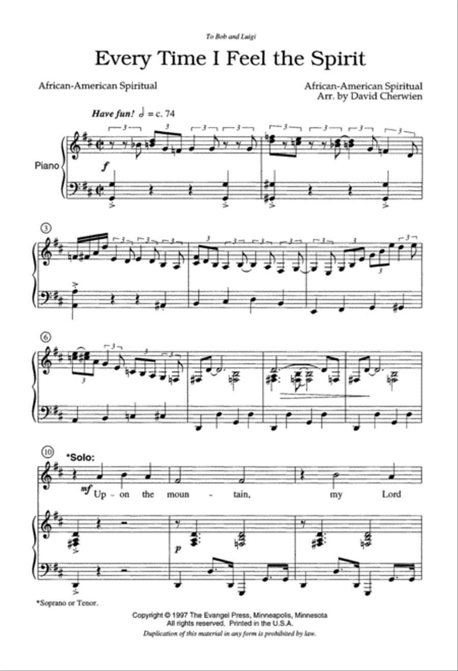 Every Time I Feel the Spirit (Digital Download) Unison Choir scores gallery preview page 2