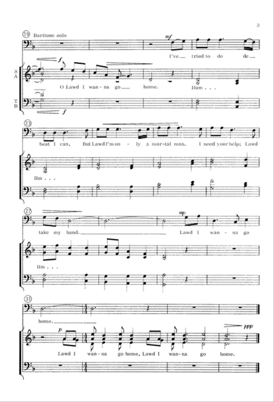 Lawd, I Wanna Go Home (Digital Download) 4-Part scores gallery preview page 3