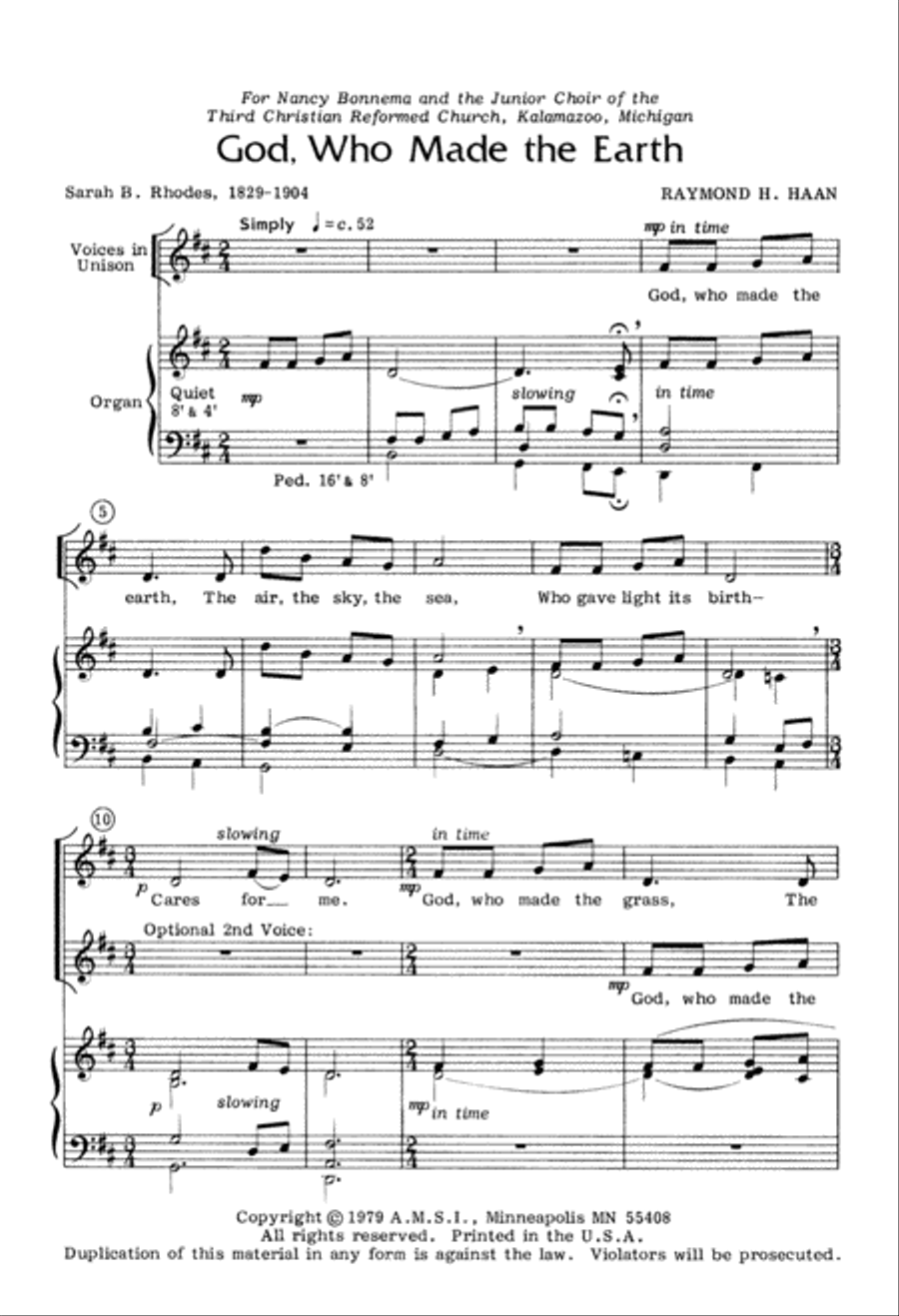 God Who Made the Earth (Digital Download) Unison Choir scores gallery preview page 2