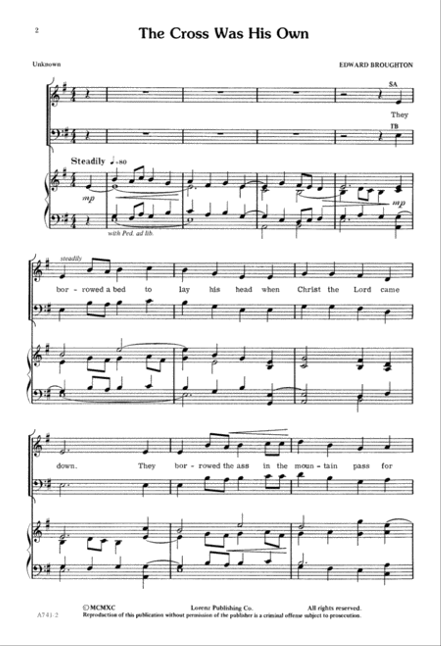 The Cross Was His Own (Digital Download) 4-Part scores gallery preview page 2