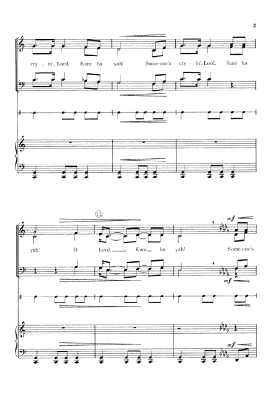 African Carol (Kum Ba Yah) (Digital Download) 4-Part scores gallery preview page 3