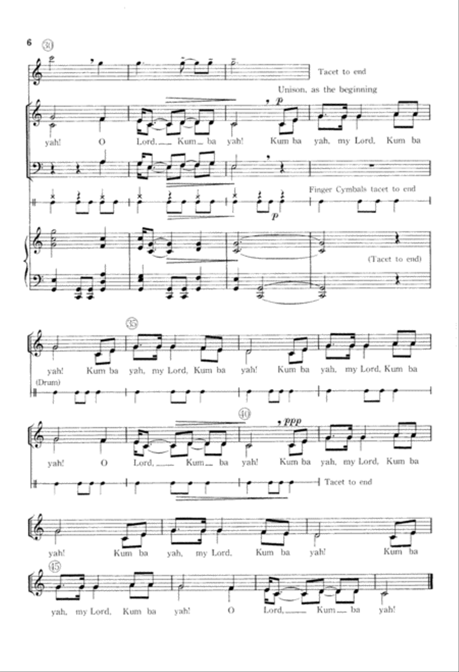 African Carol (Kum Ba Yah) (Digital Download) 4-Part scores gallery preview page 6