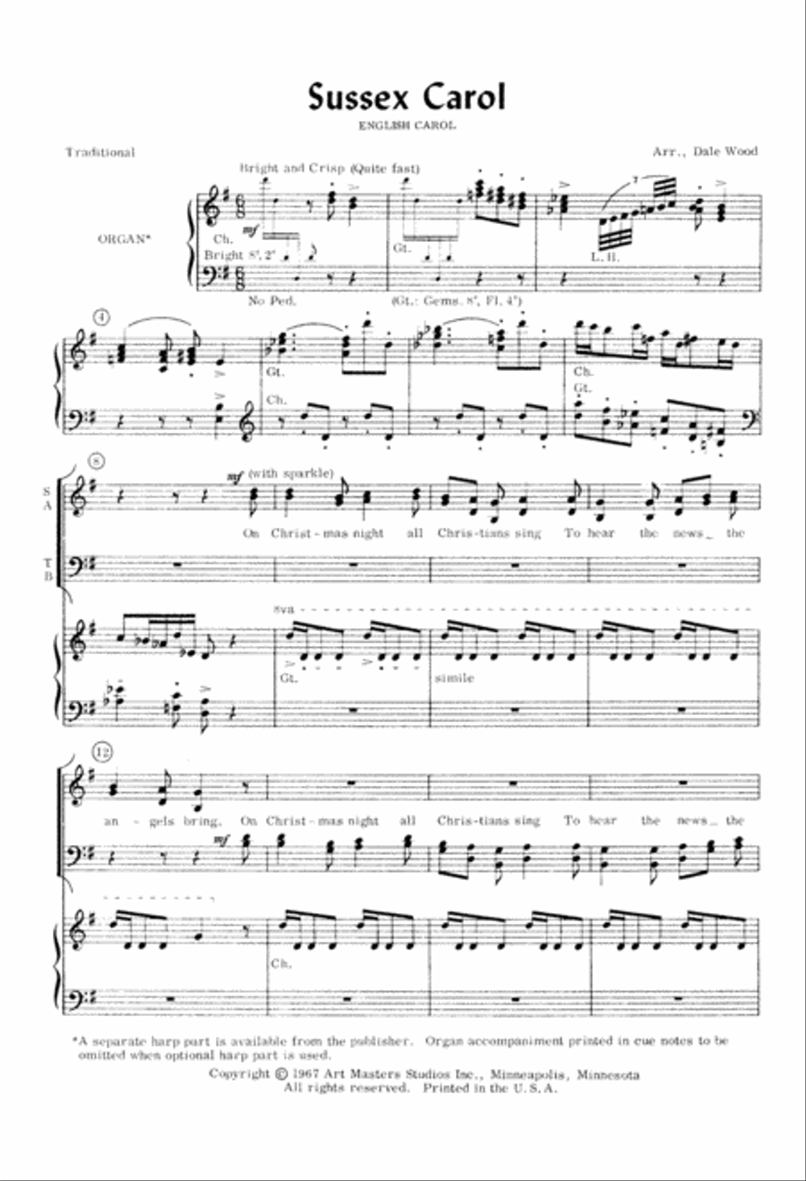 Sussex Carol (Digital Download) 4-Part scores gallery preview page 2