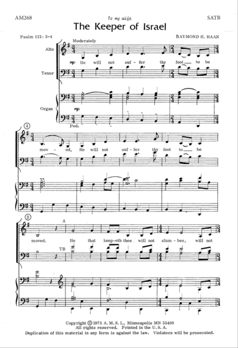 Keeper Of Israel The (Digital Download) 4-Part scores gallery preview page 1