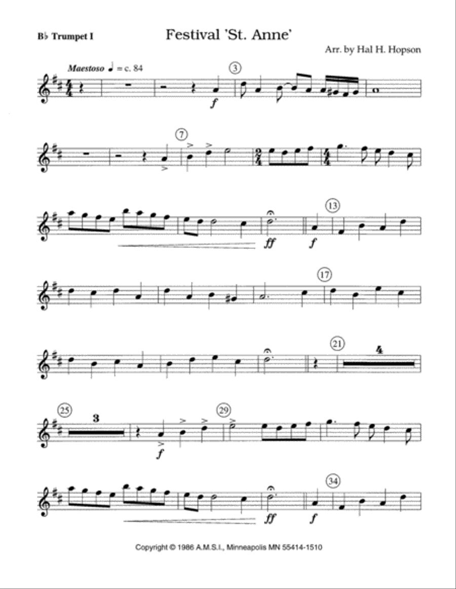 Festival St. Anne - Brass Parts Trombone scores gallery preview page 1