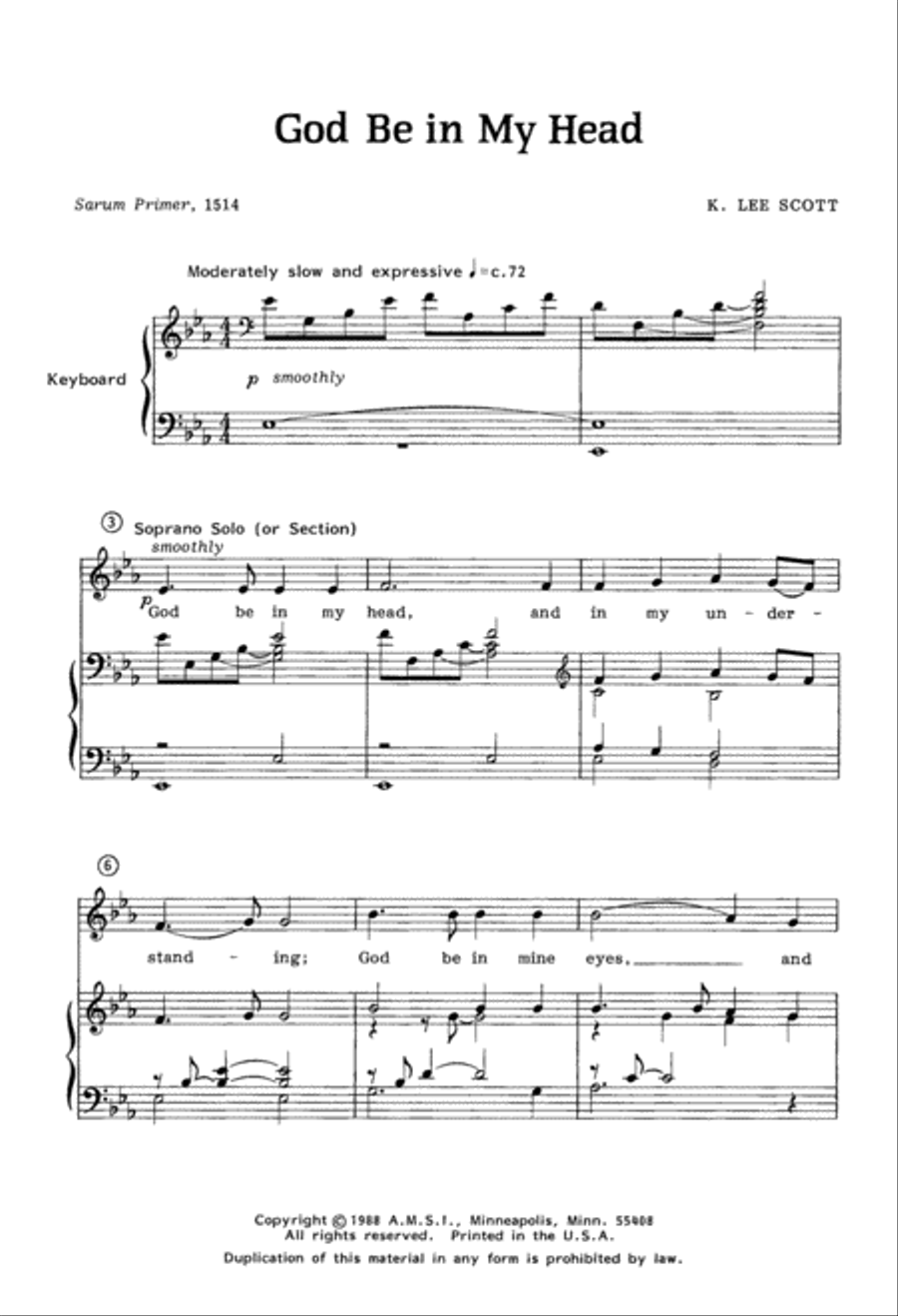 God Be In My Head (Digital Download) 4-Part scores gallery preview page 2