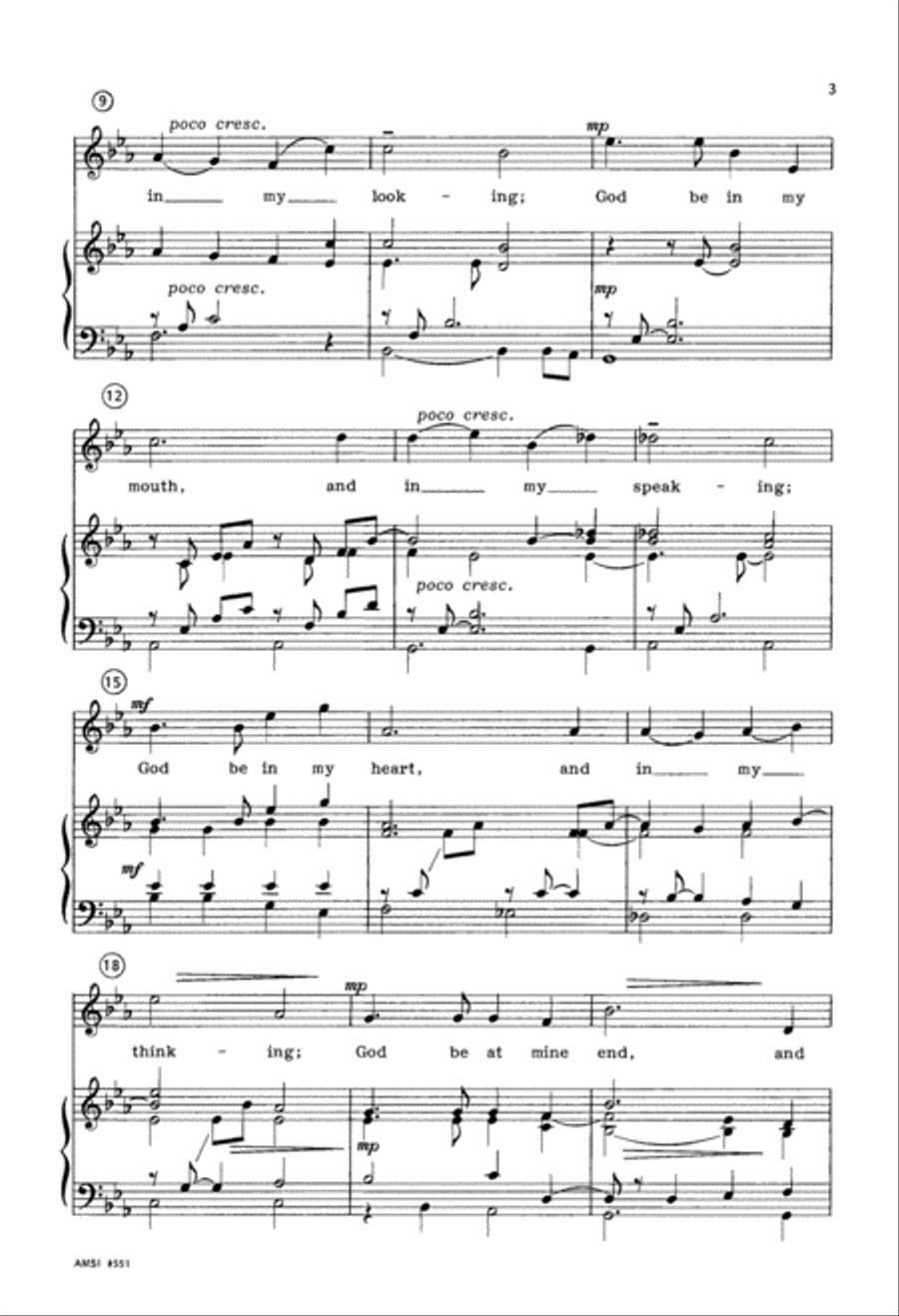 God Be In My Head (Digital Download) 4-Part scores gallery preview page 3