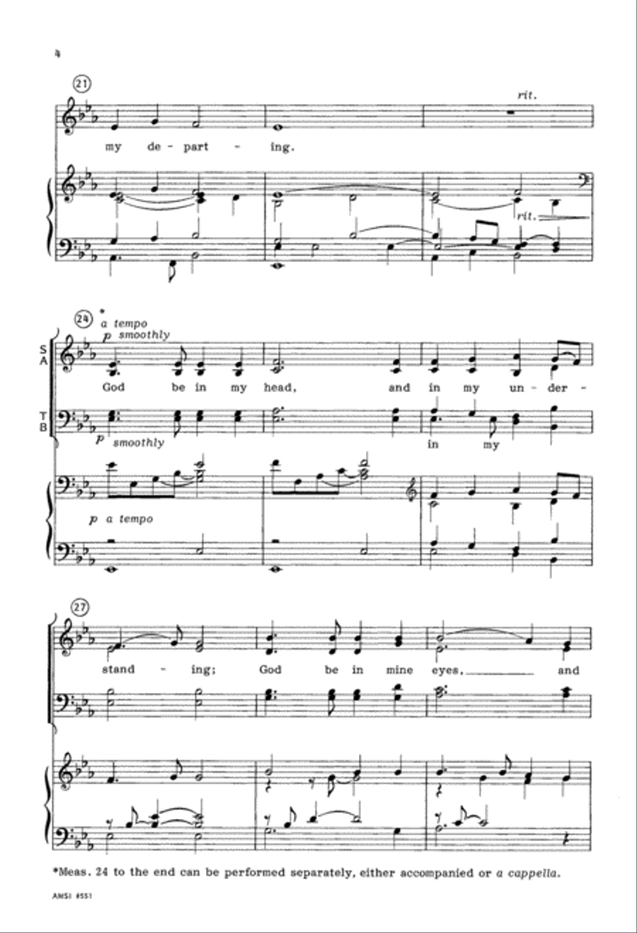 God Be In My Head (Digital Download) 4-Part scores gallery preview page 4