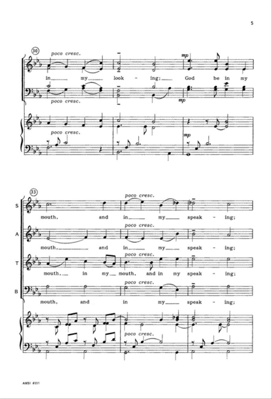God Be In My Head (Digital Download) 4-Part scores gallery preview page 5