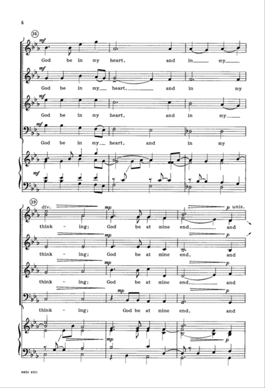 God Be In My Head (Digital Download) 4-Part scores gallery preview page 6