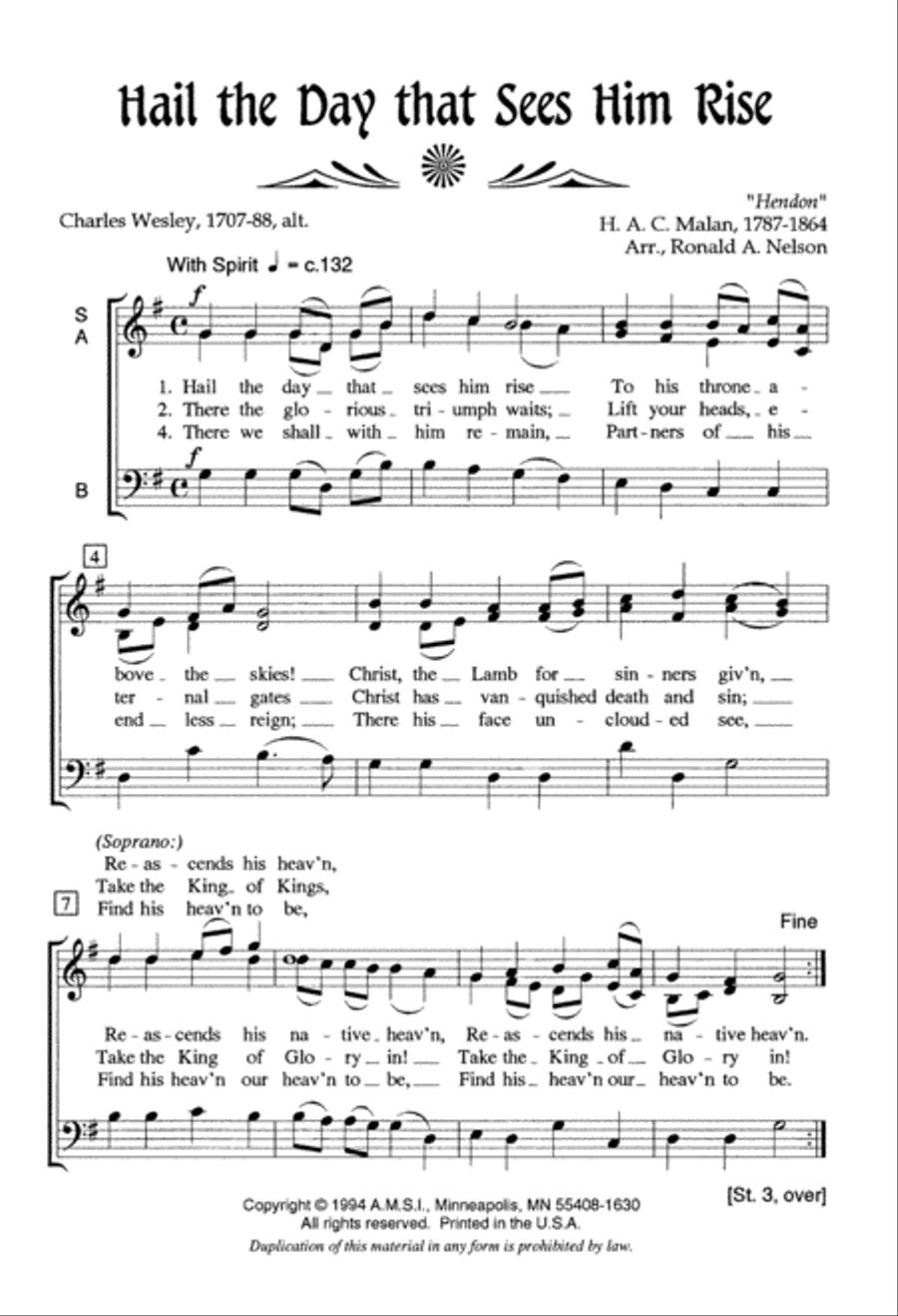 Hail the Day that Sees Him Rise (Digital Download) 4-Part scores gallery preview page 2