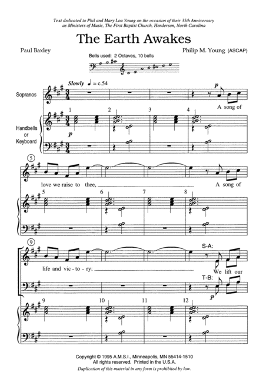 The Earth Awakes (Digital Download) 4-Part scores gallery preview page 2