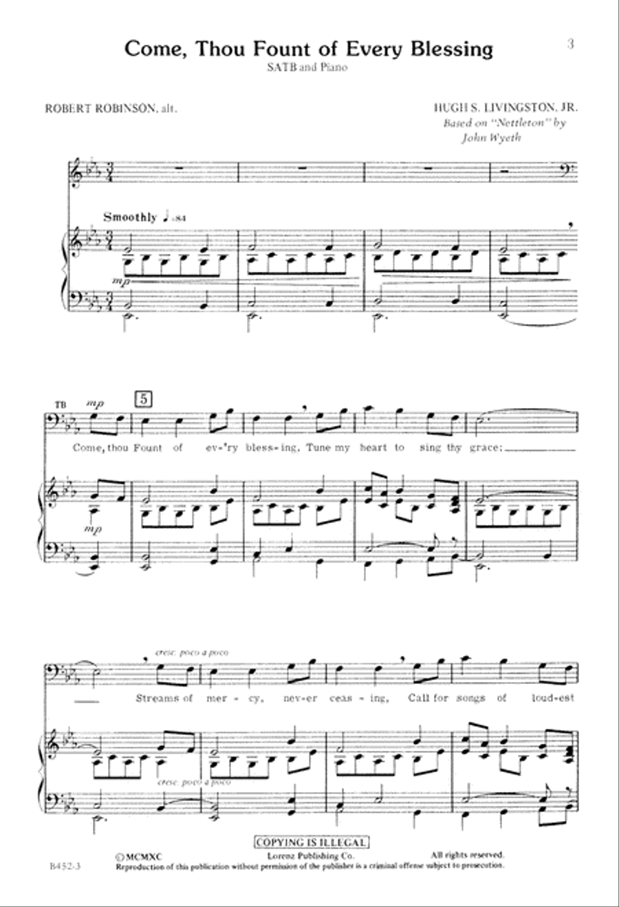 Come Thou Fount of Every Blessing (Digital Download) 4-Part scores gallery preview page 3