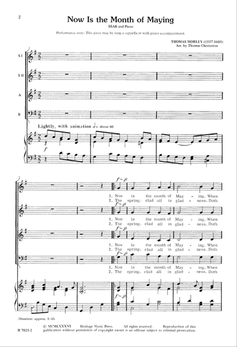 Now is the Month of Maying (Digital Download) Choir scores gallery preview page 2