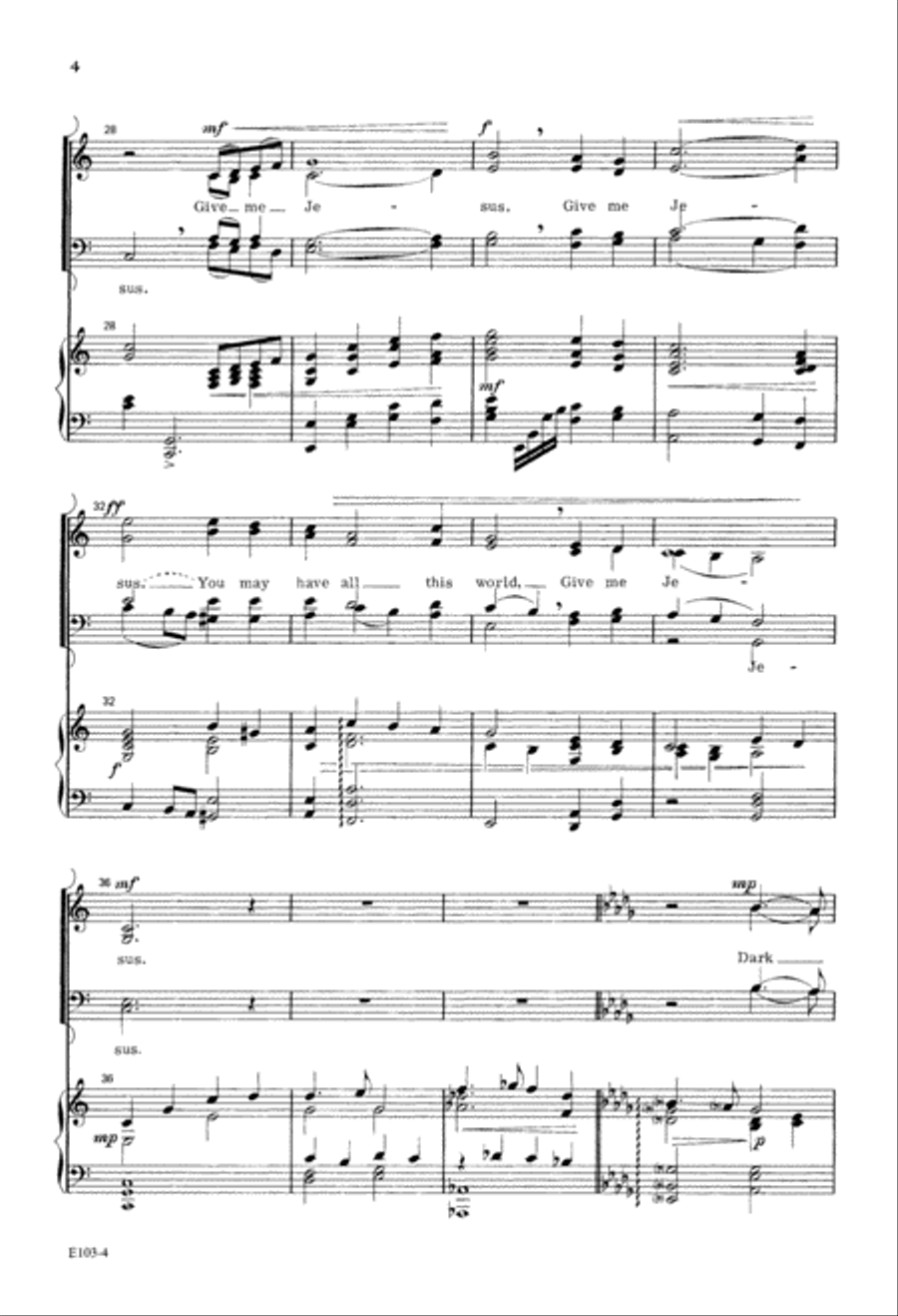 Give Me Jesus (Digital Download) 4-Part scores gallery preview page 4