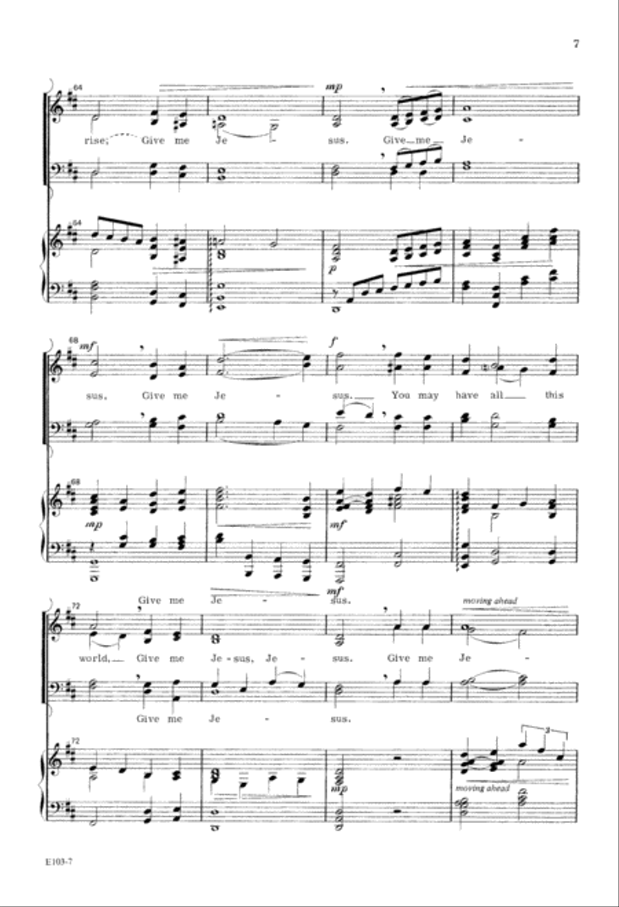 Give Me Jesus (Digital Download) 4-Part scores gallery preview page 6