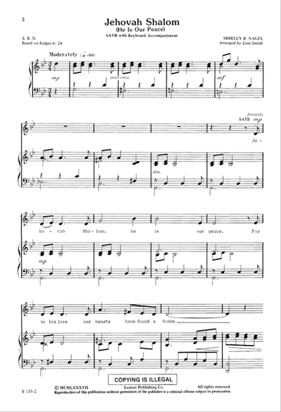 Jehovah Shalom (Digital Download) 4-Part scores gallery preview page 2