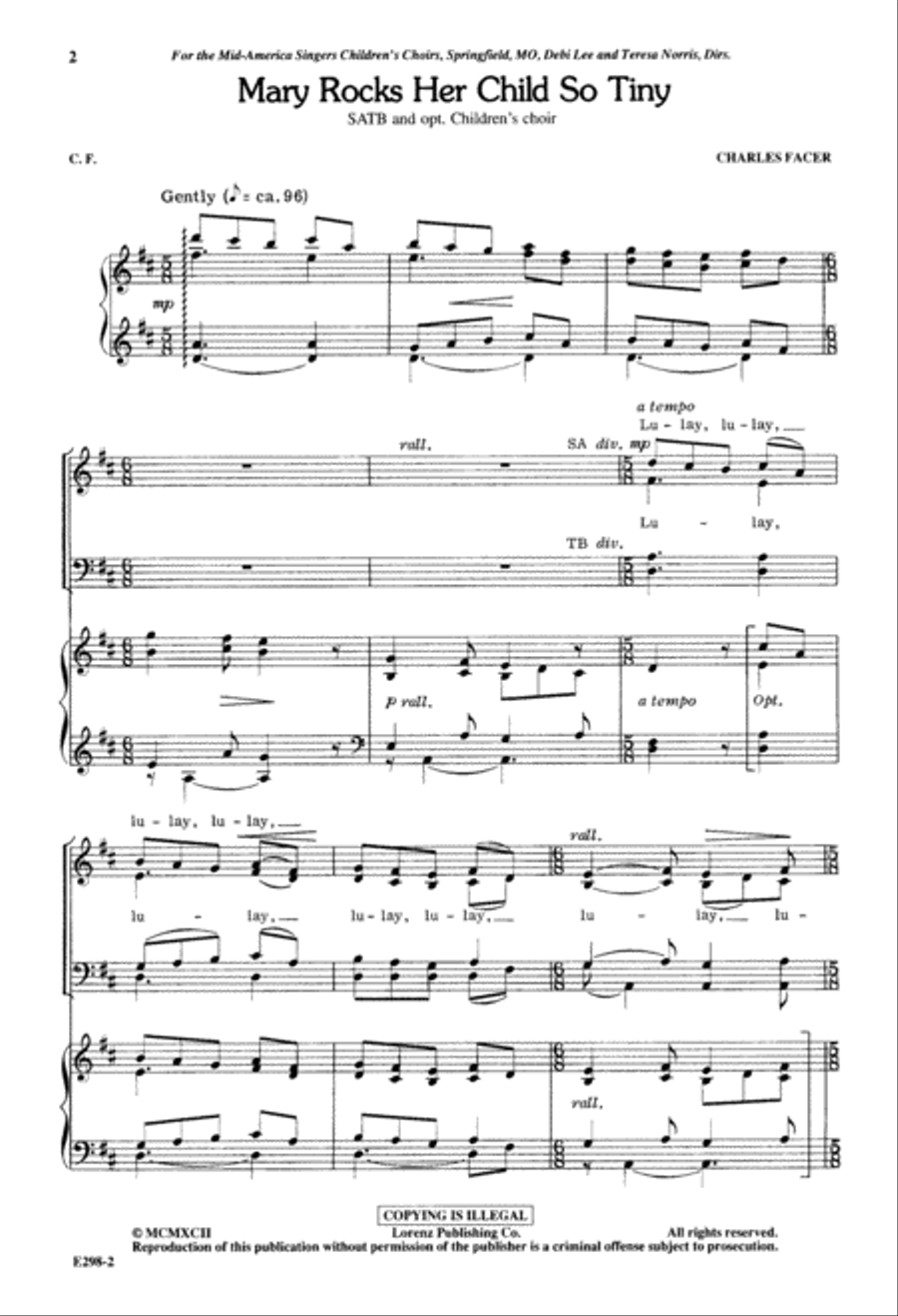 Mary Rocks Her Child So Tiny (Digital Download) 4-Part scores gallery preview page 2
