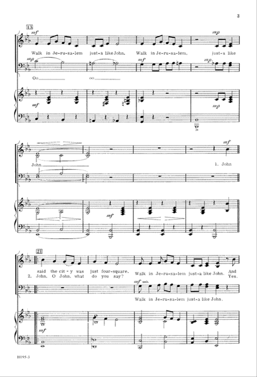 Walk in Jerusalem Just-a Like John (Digital Download) 4-Part scores gallery preview page 3