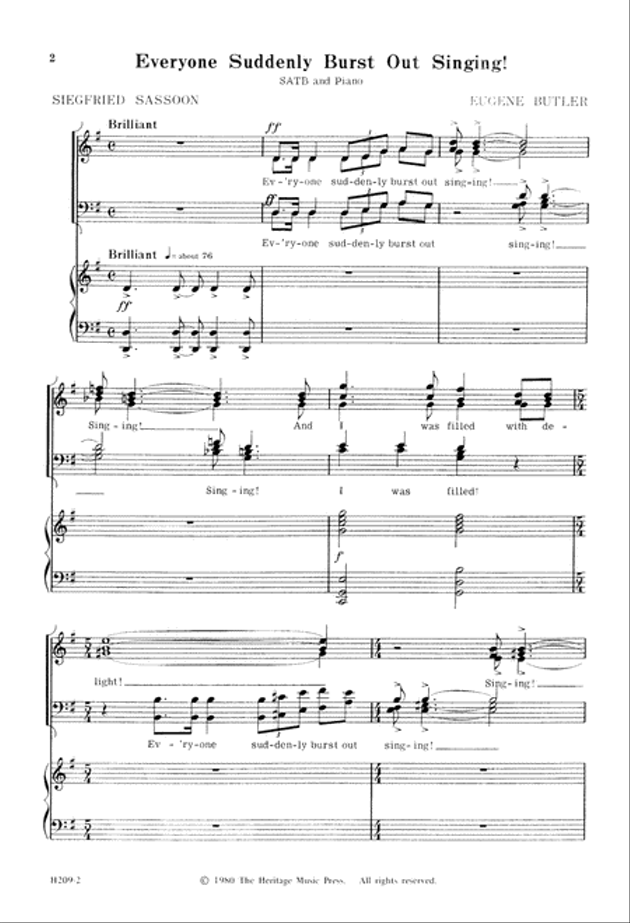 Everyone Suddenly Burst Out Singing! (Digital Download) 4-Part scores gallery preview page 2