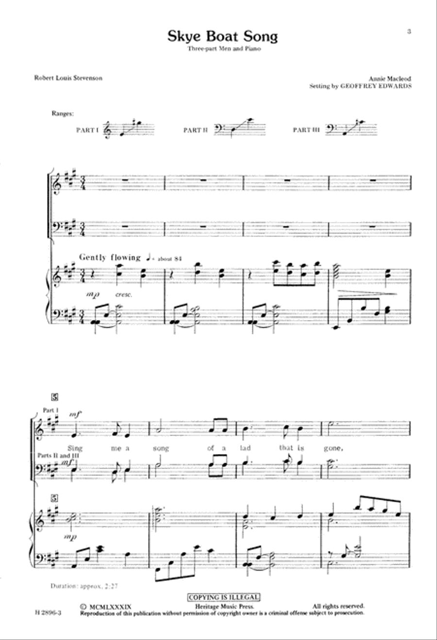 Skye Boat Song (Digital Download) TTB scores gallery preview page 3