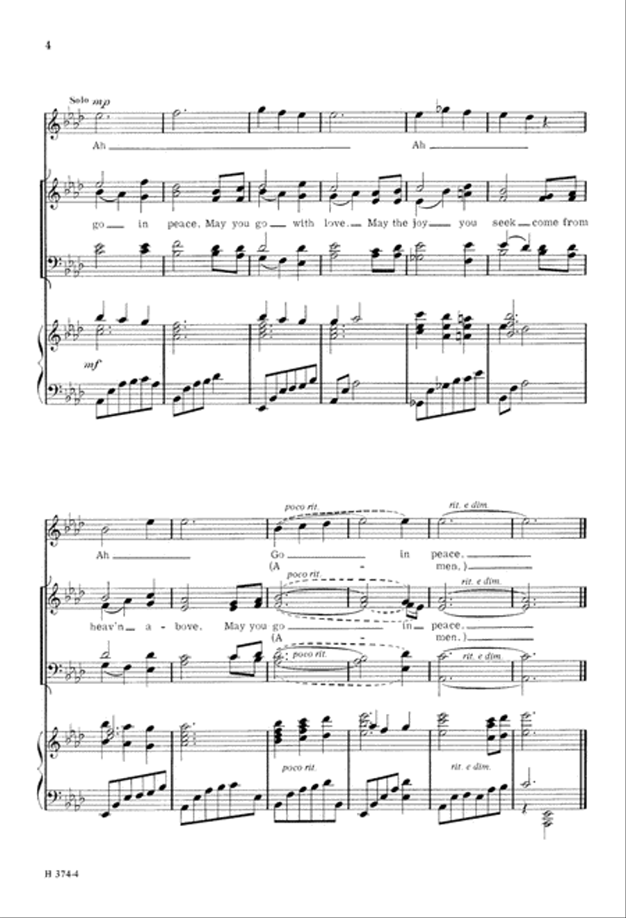 May You Go in Peace (Digital Download) 4-Part scores gallery preview page 4