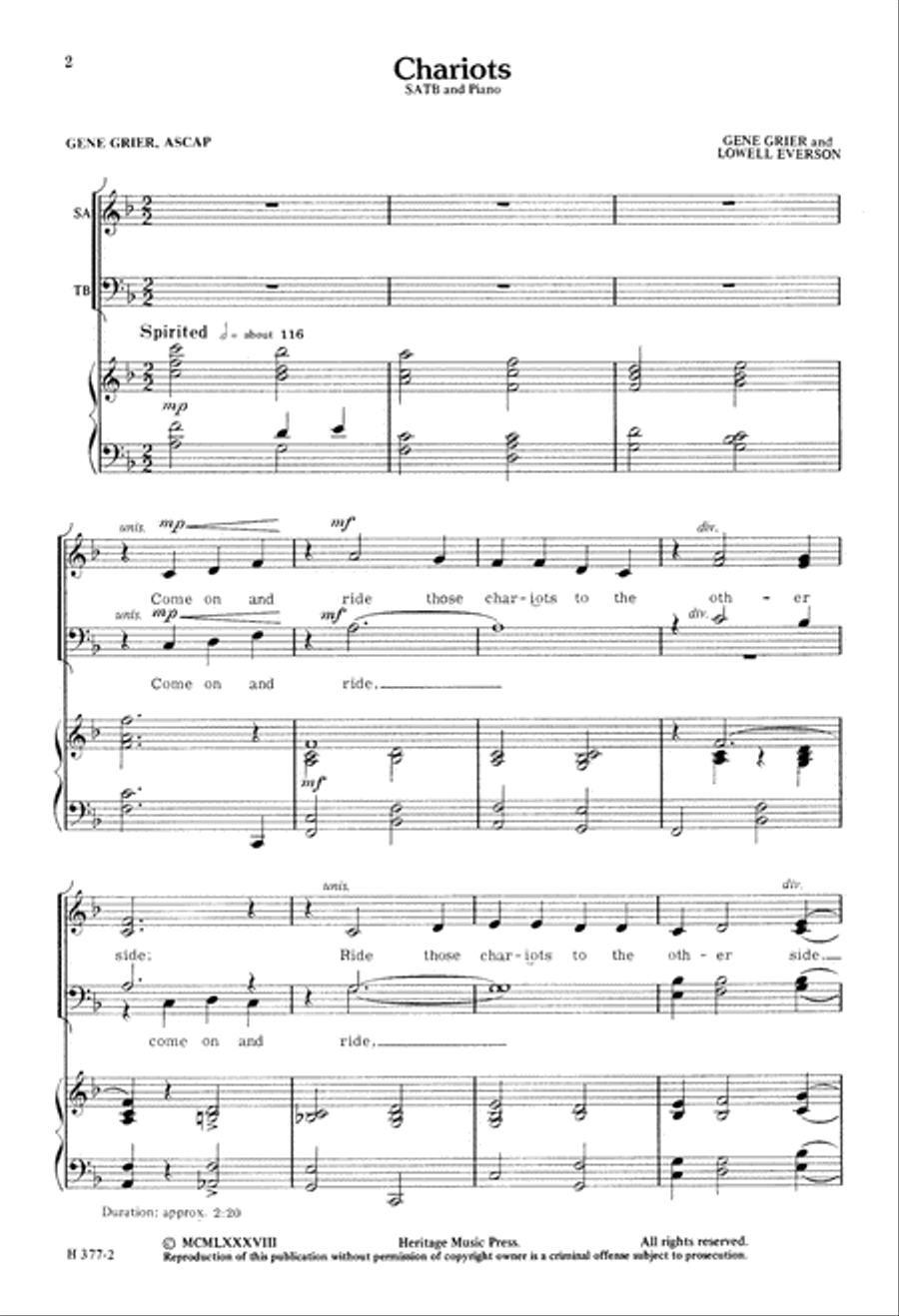 Chariots (Digital Download) 4-Part scores gallery preview page 2