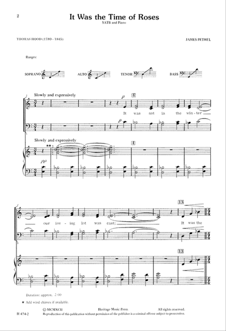 It was the Time of Roses (Digital Download) 4-Part scores gallery preview page 2