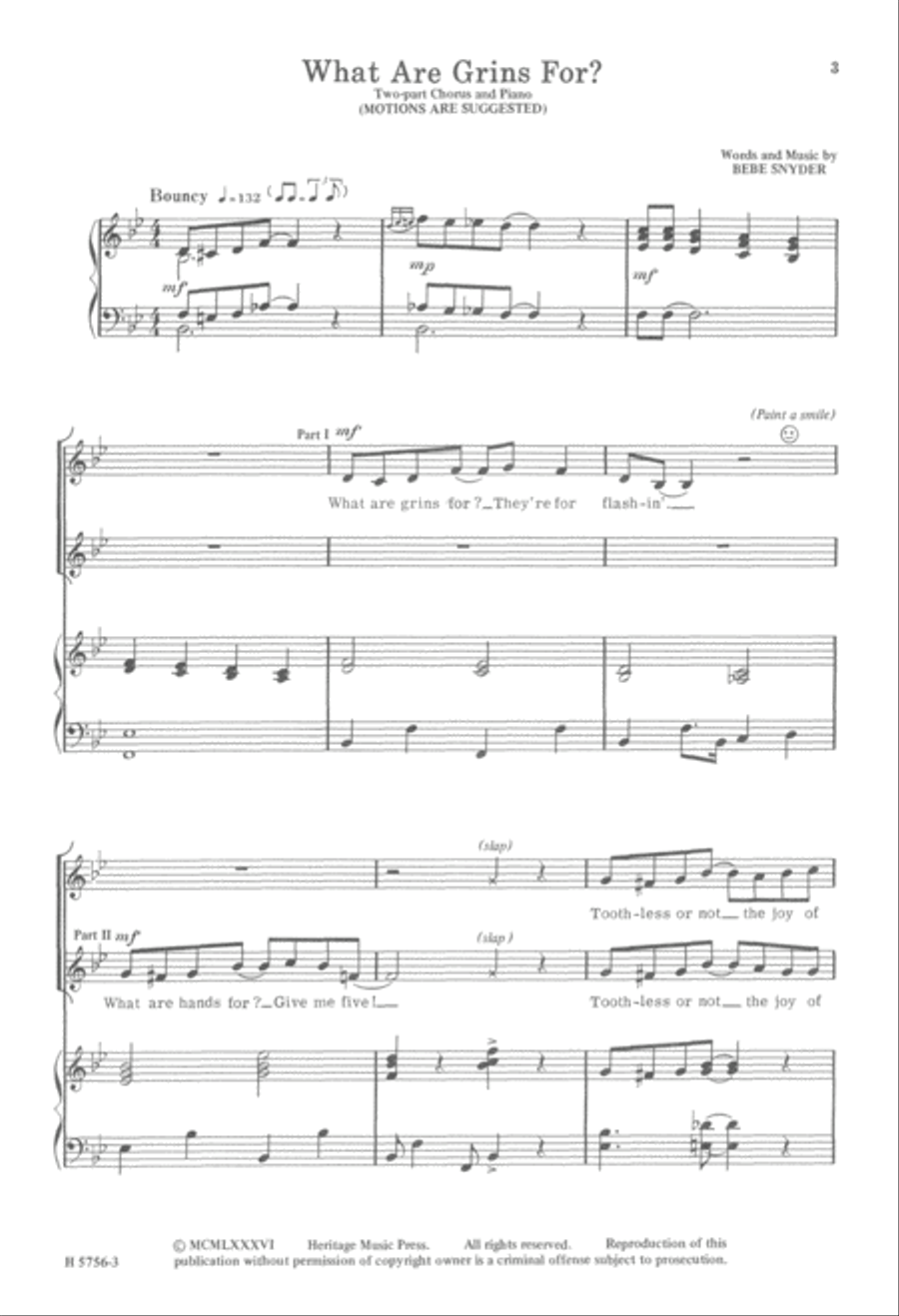 What Are Grins For? (Digital Download) 2-Part scores gallery preview page 3