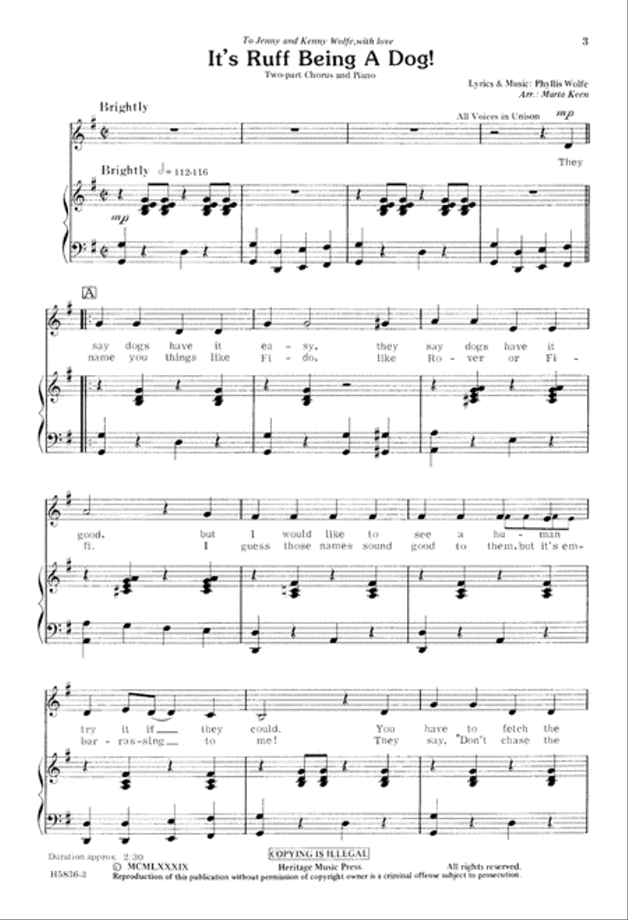 It's Ruff Being a Dog (Digital Download) 2-Part scores gallery preview page 3