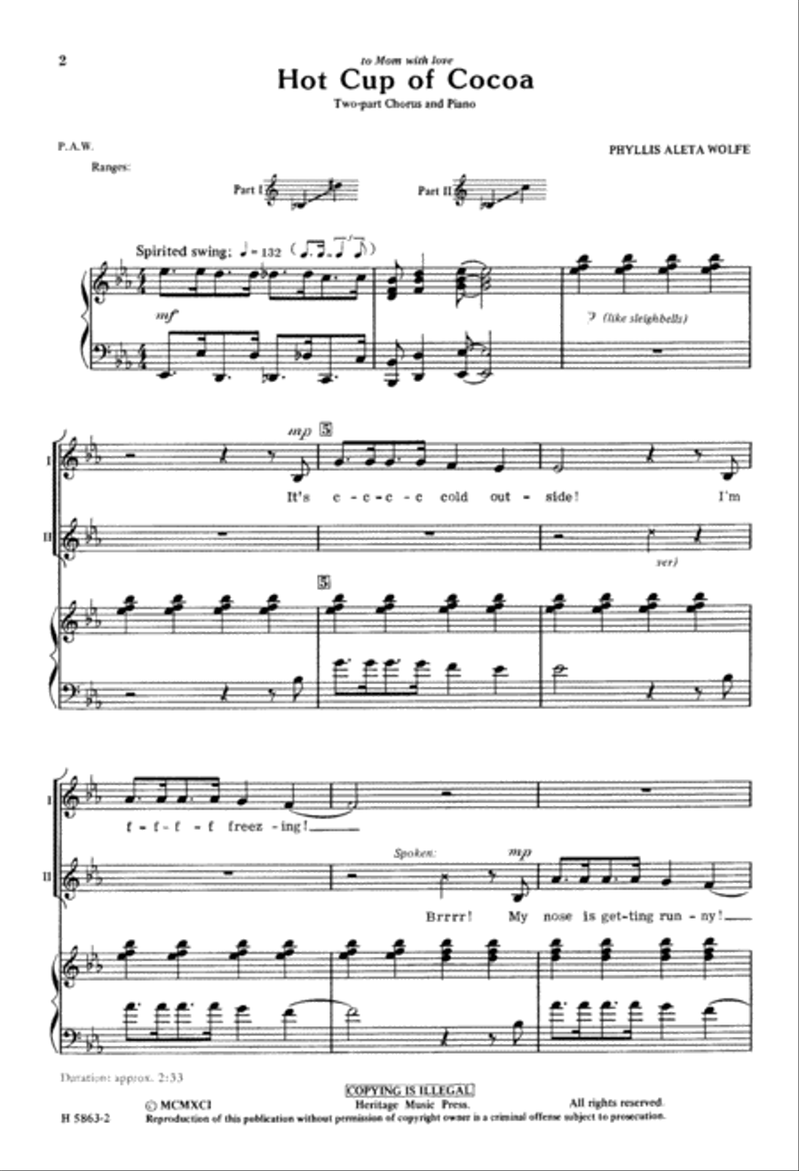 Hot Cup of Cocoa (Digital Download) 2-Part scores gallery preview page 2