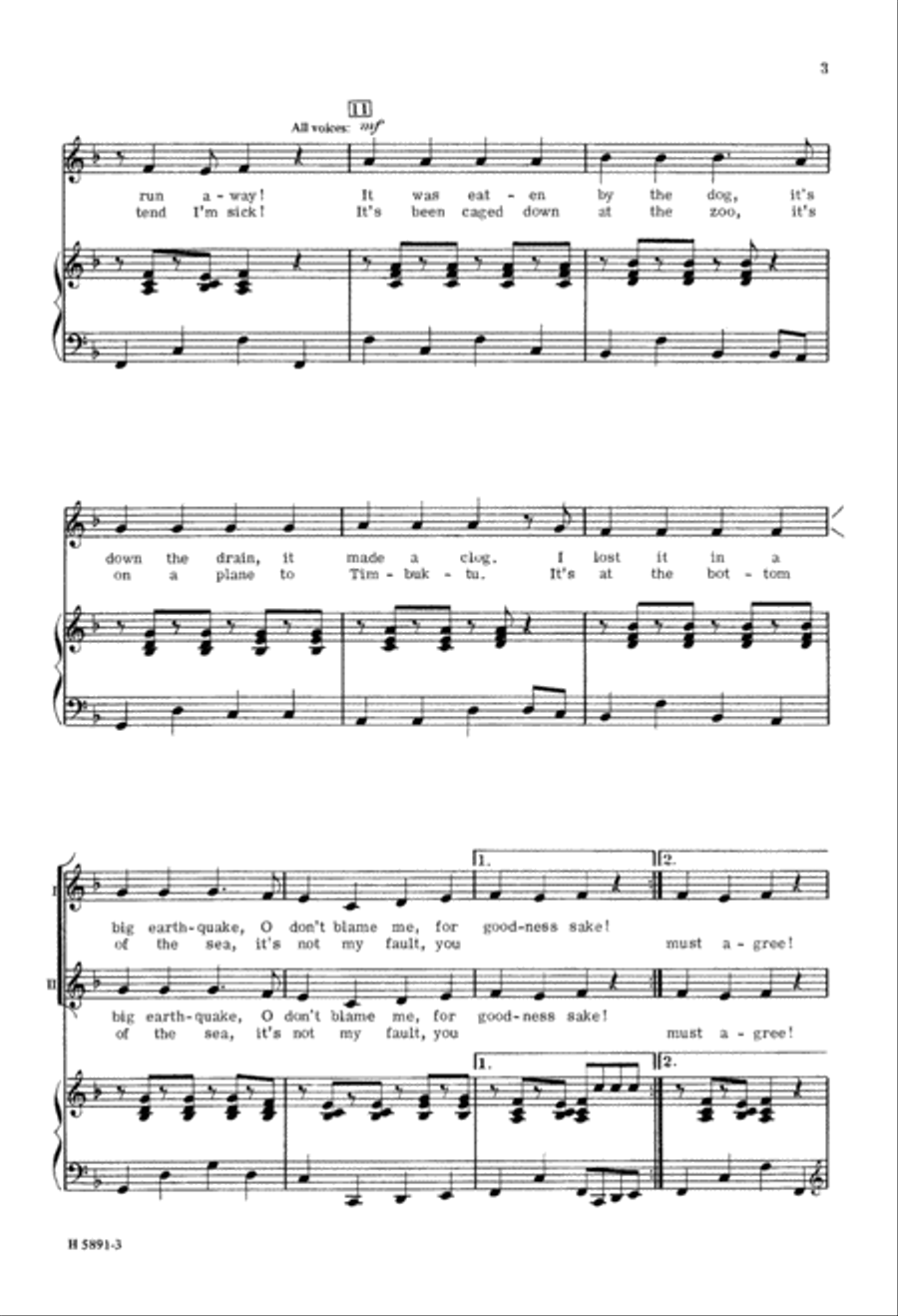 I've Lost my Homework (Digital Download) 2-Part scores gallery preview page 3