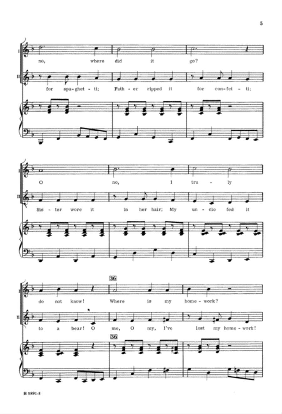 I've Lost my Homework (Digital Download) 2-Part scores gallery preview page 5