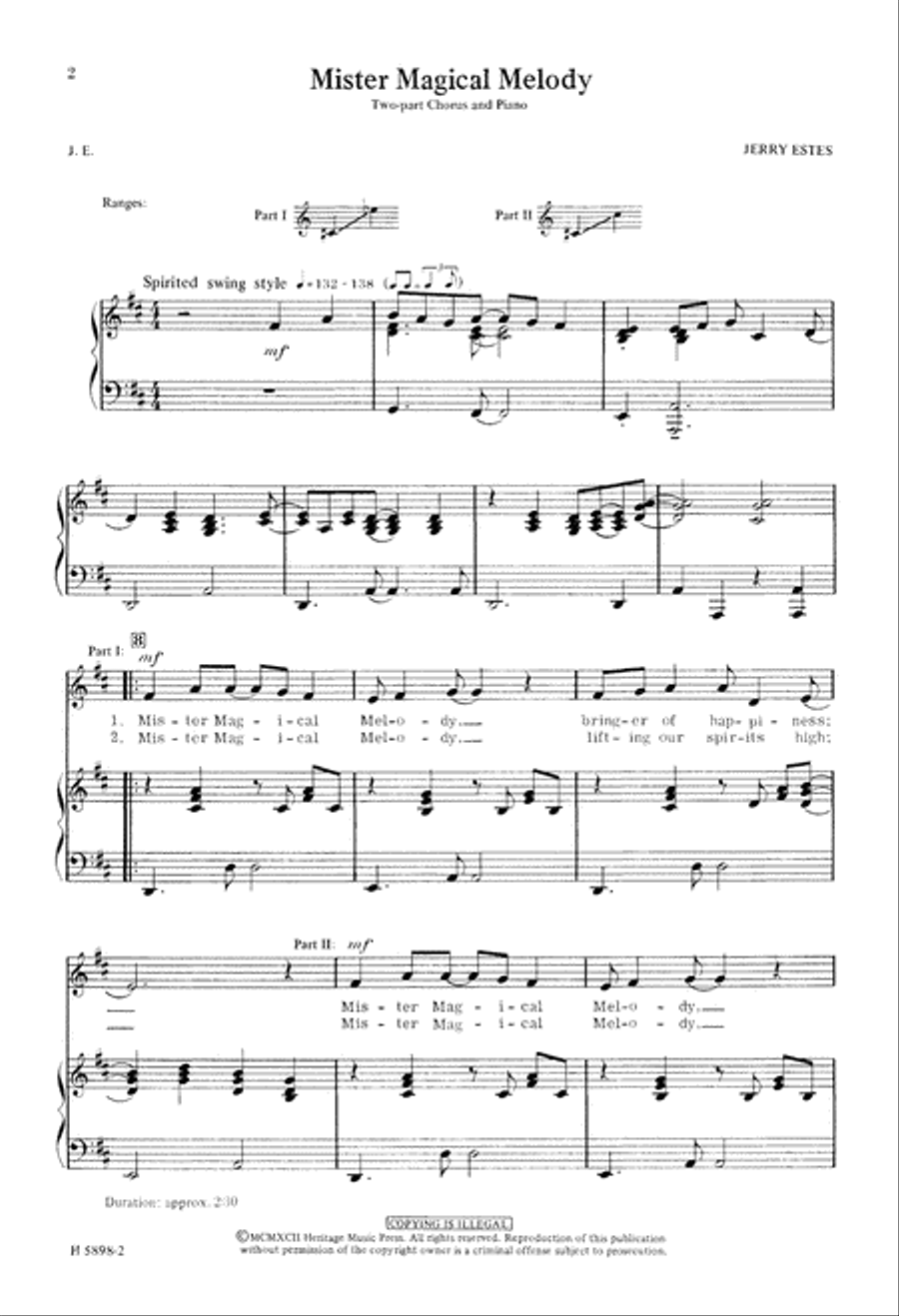 Mister Magical Melody (Digital Download) 2-Part scores gallery preview page 2