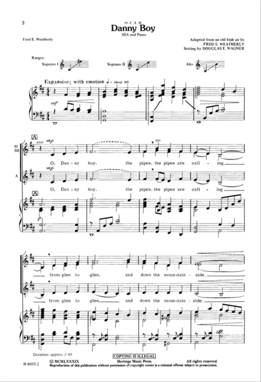 Danny Boy (Digital Download) SSA scores gallery preview page 2