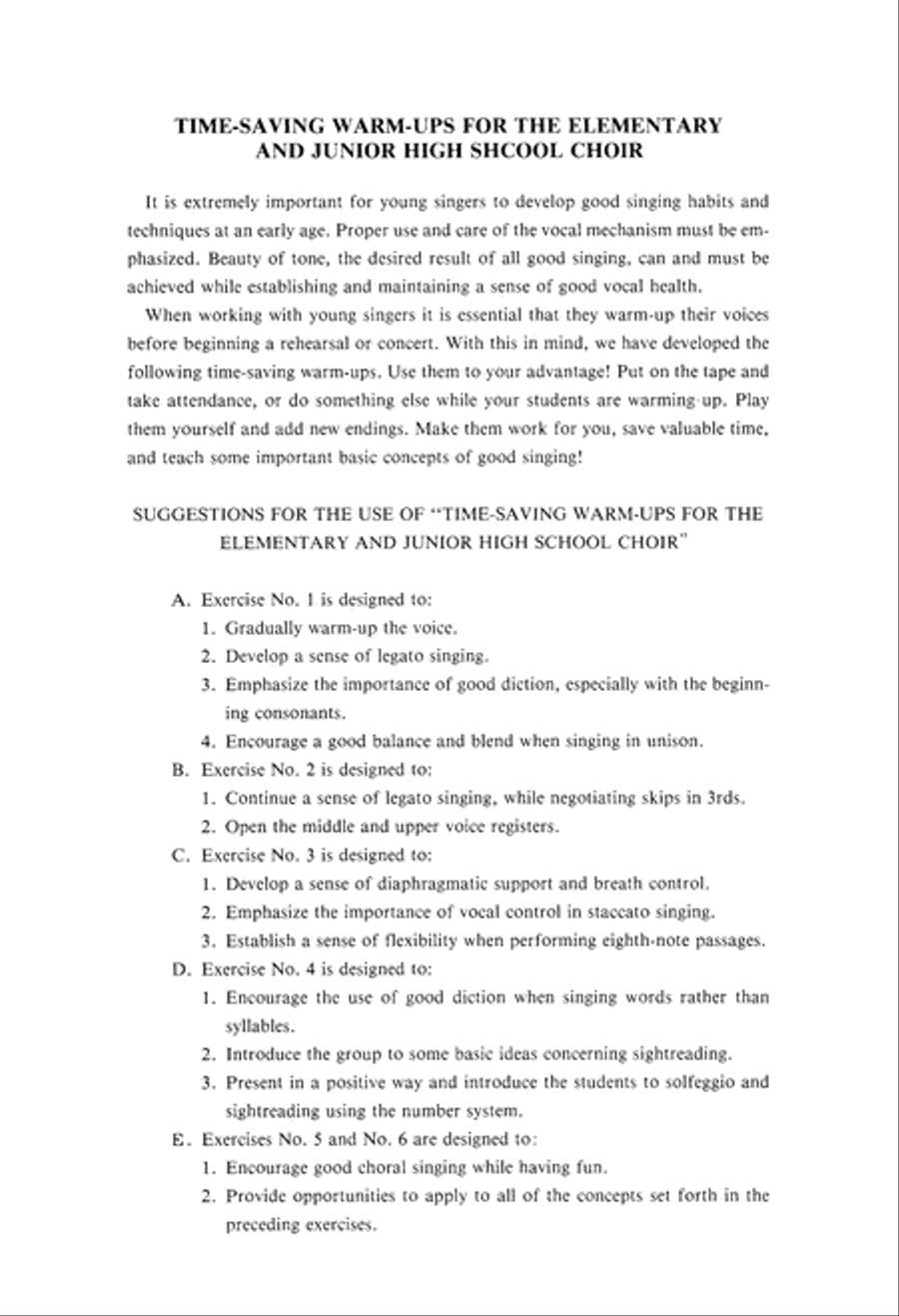 Time-Saving Warm-Ups for Elem & Jr H S Choir (Digital Download) Unison Choir scores gallery preview page 2