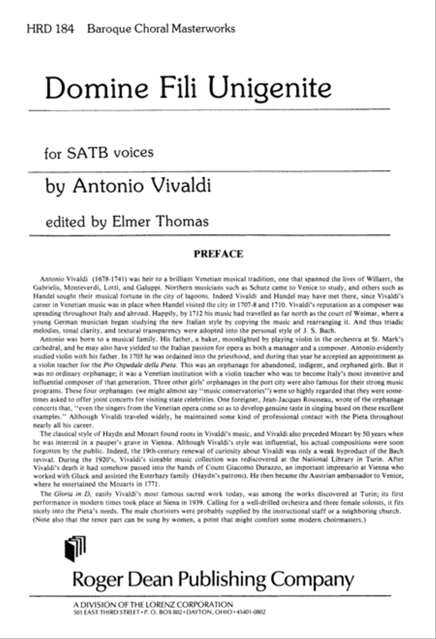 Domine Fili Unigenite Domine Fili Unigenite 4-Part scores gallery preview page 1