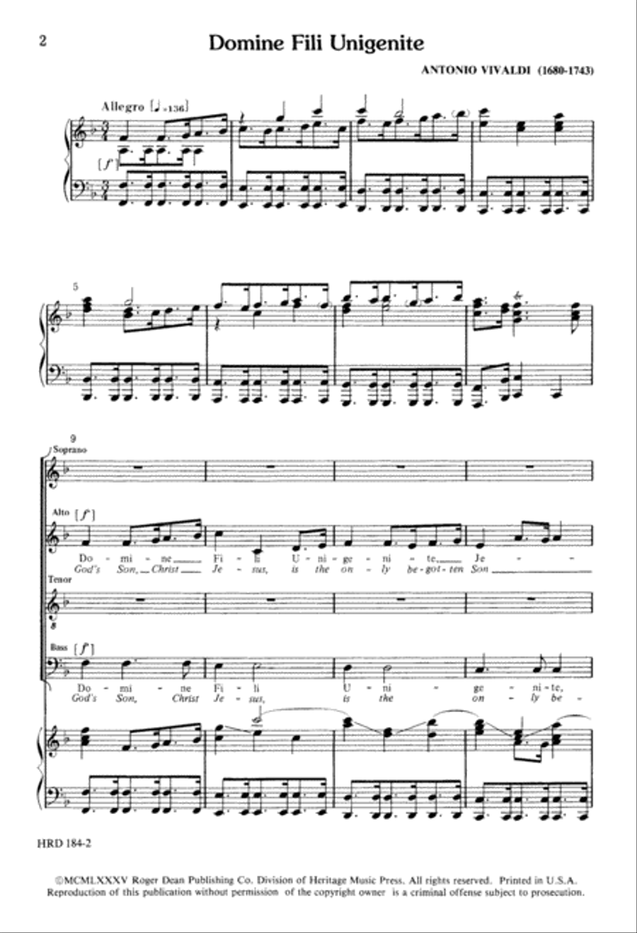 Domine Fili Unigenite Domine Fili Unigenite 4-Part scores gallery preview page 2