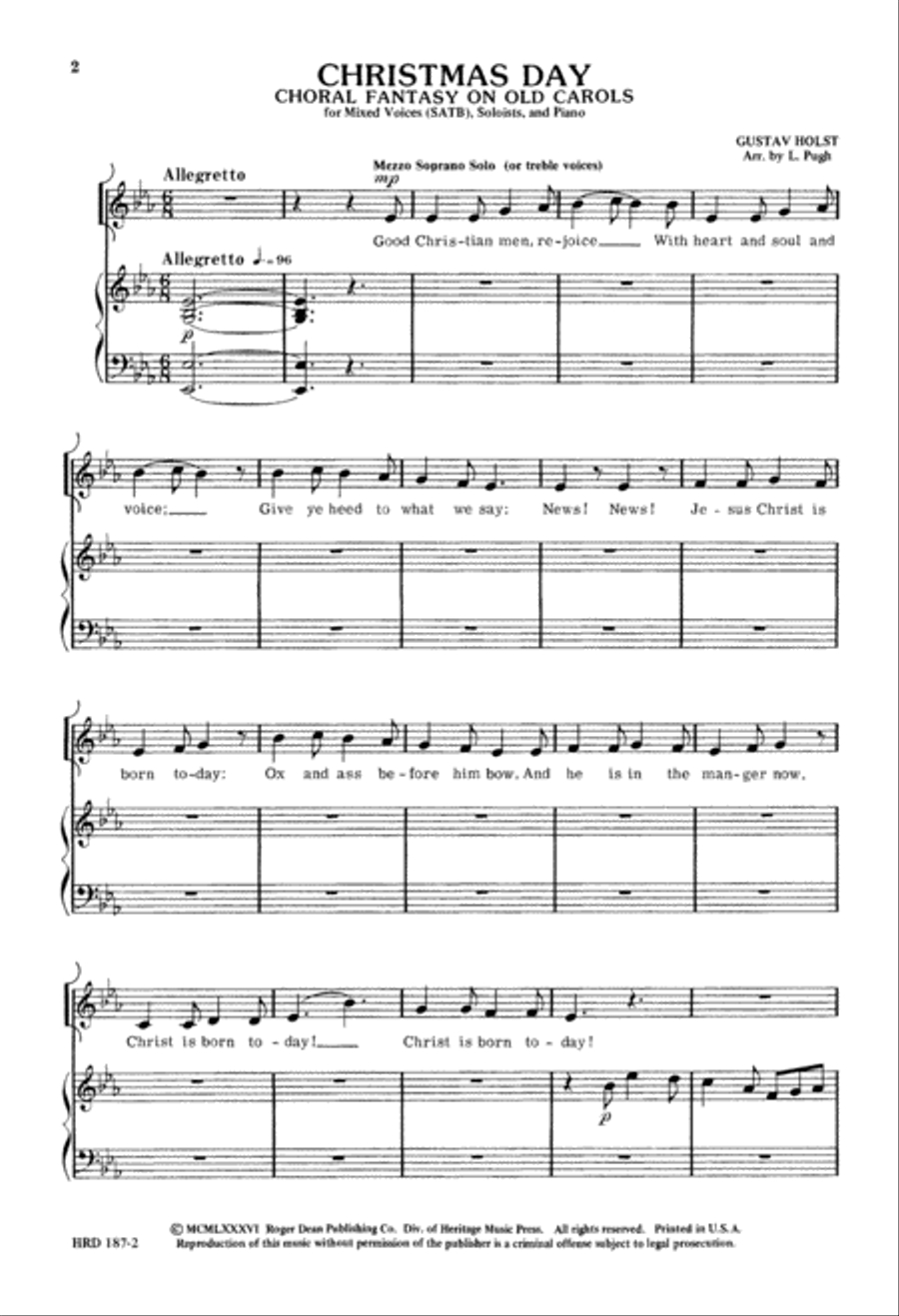 Christmas Day (Digital Download) 4-Part scores gallery preview page 2