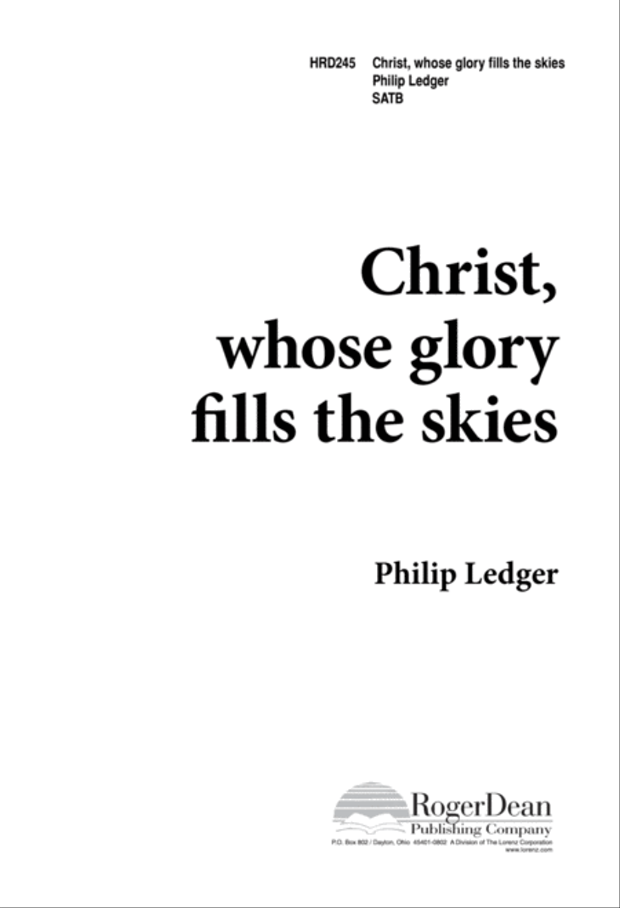 Christ, Whose Glory Fills the Skies (Digital Download) 4-Part scores gallery preview page 1