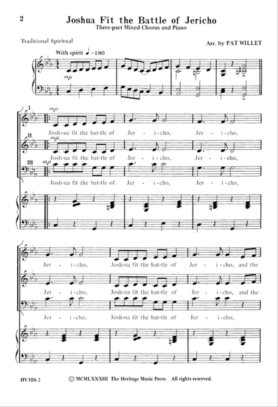 Joshua Fit the Battle of Jericho (Digital Download) 3-Part scores gallery preview page 2