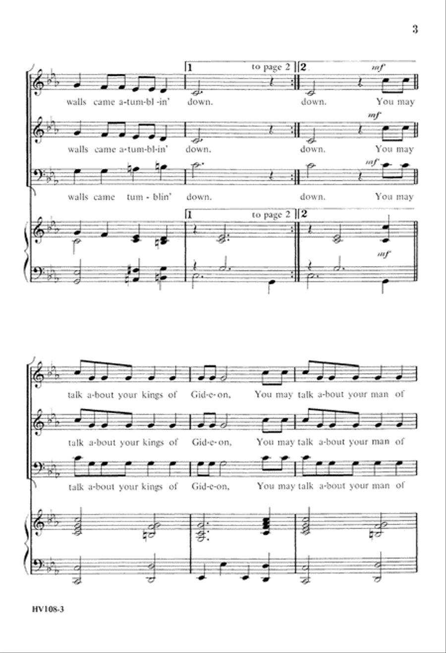 Joshua Fit the Battle of Jericho (Digital Download) 3-Part scores gallery preview page 3