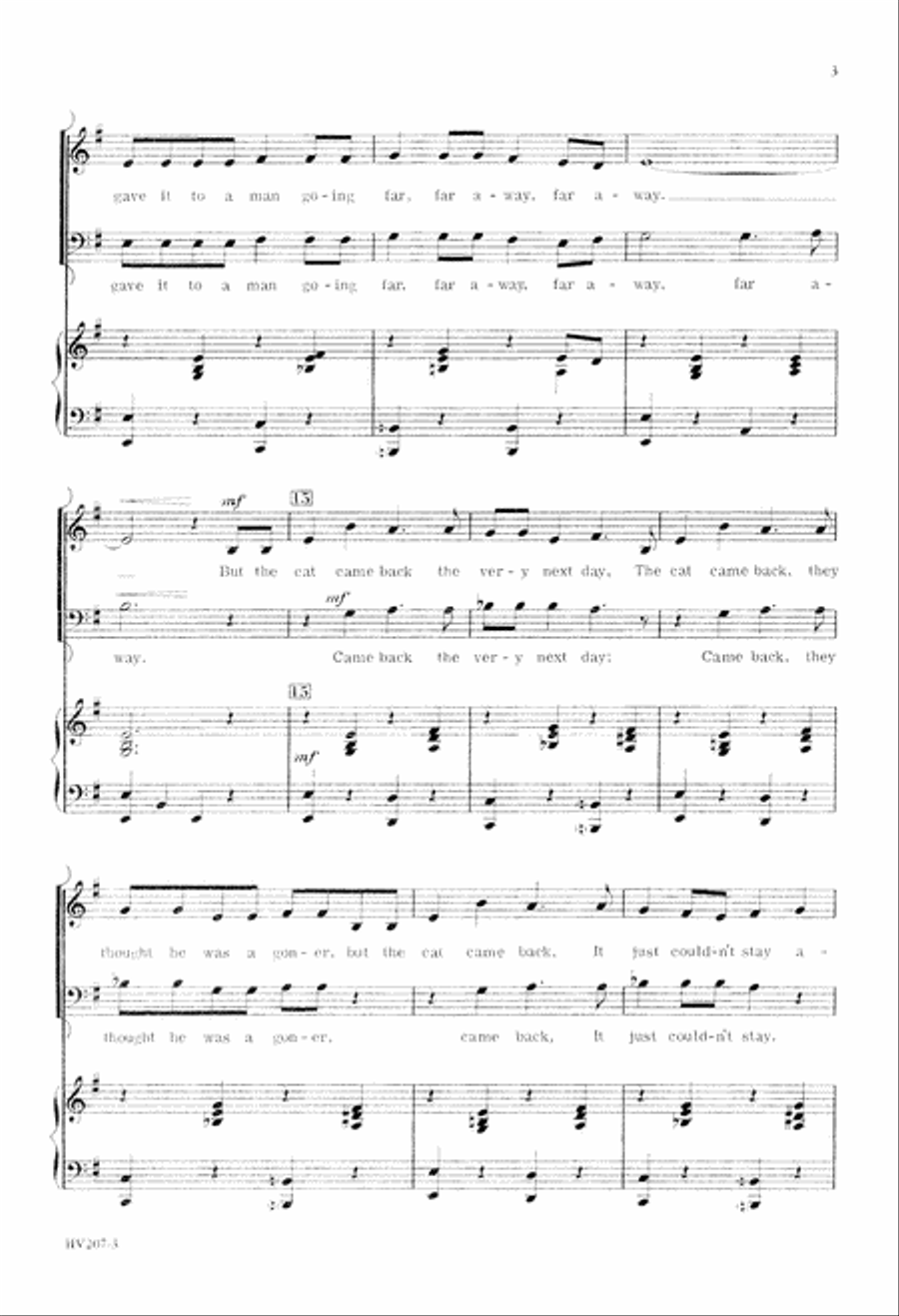 The Cat Came Back (Digital Download) 3-Part scores gallery preview page 3