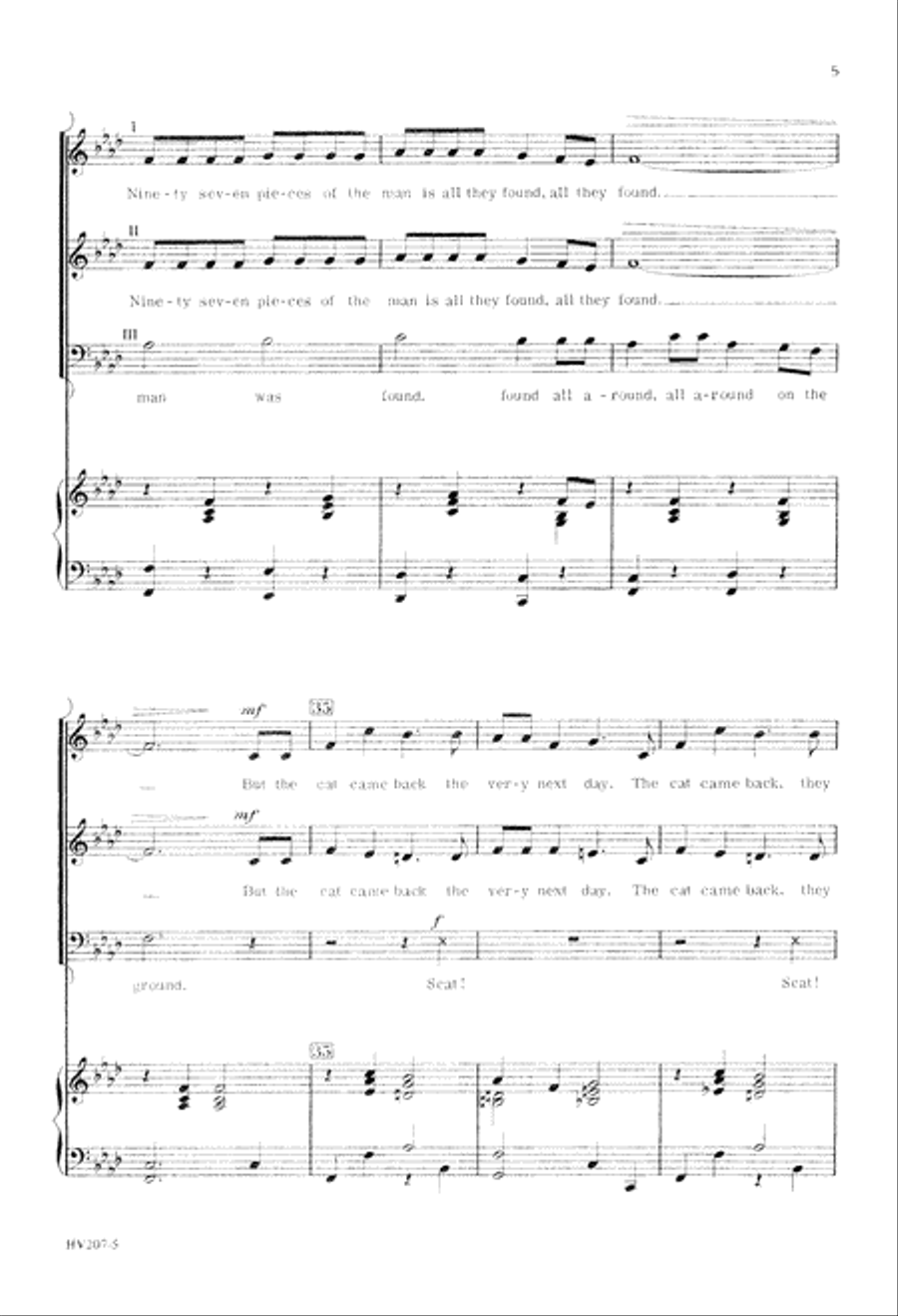 The Cat Came Back (Digital Download) 3-Part scores gallery preview page 5