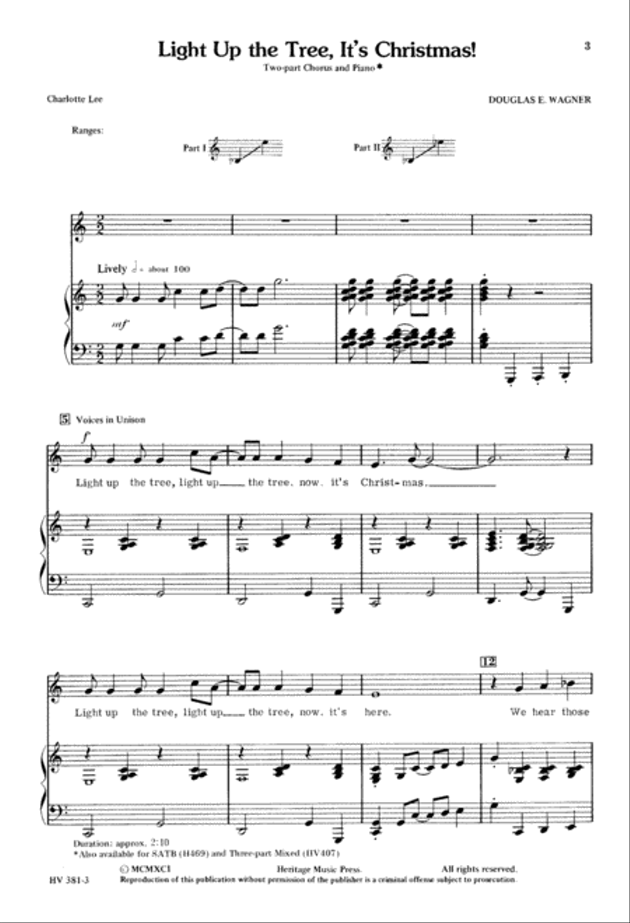 Light up the Tree! It's Christmas (Digital Download) 2-Part scores gallery preview page 3