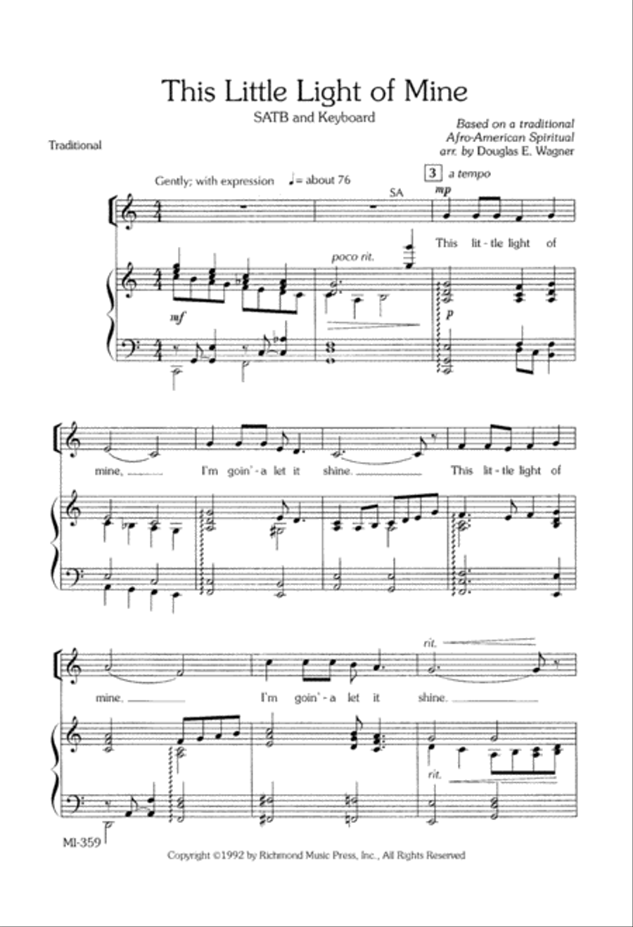 This Little Light of Mine (Digital Download) 4-Part scores gallery preview page 2