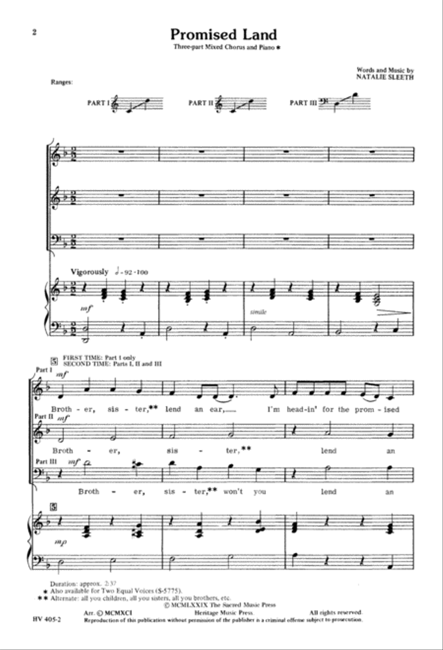 Promised Land (Digital Download) 3-Part scores gallery preview page 2