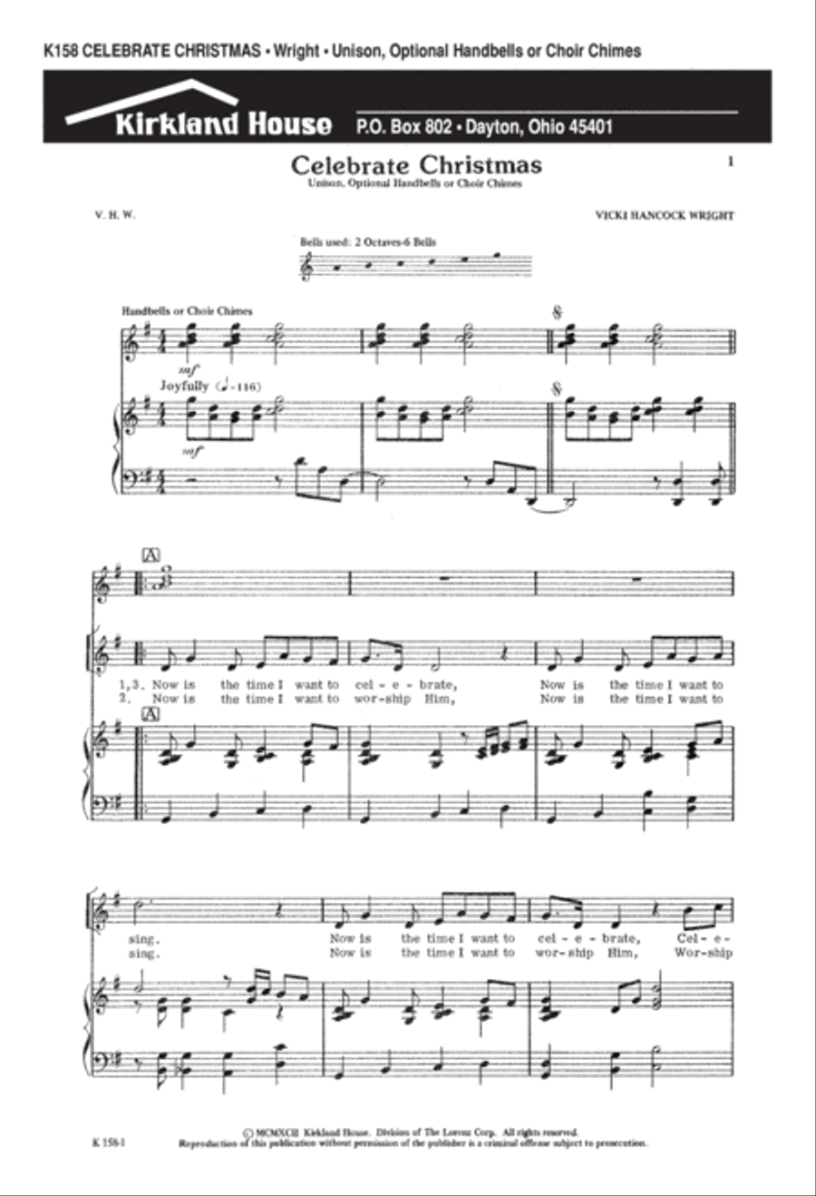 Celebrate Christmas (Digital Download) Unison Choir scores gallery preview page 1