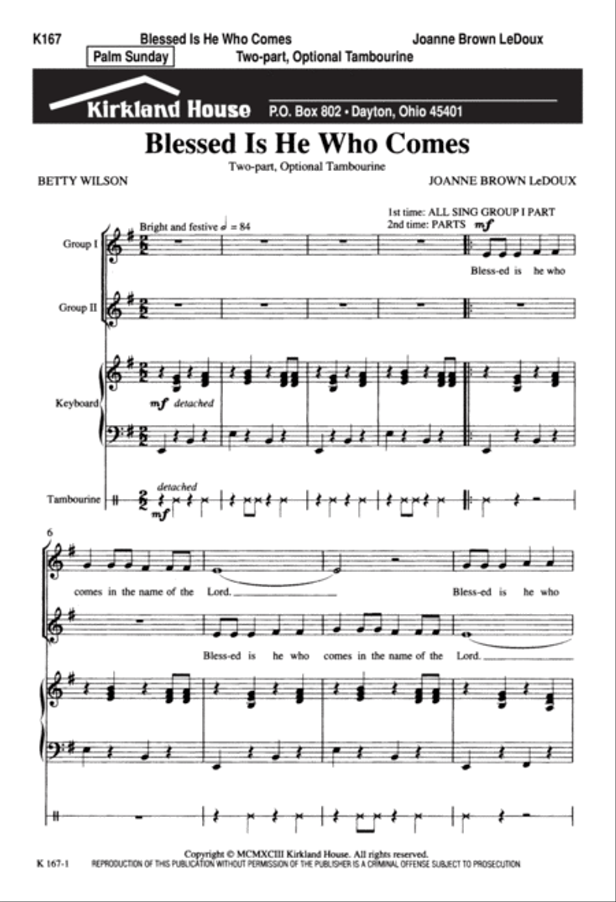Blessed Is He Who Comes (Digital Download) 2-Part scores gallery preview page 1