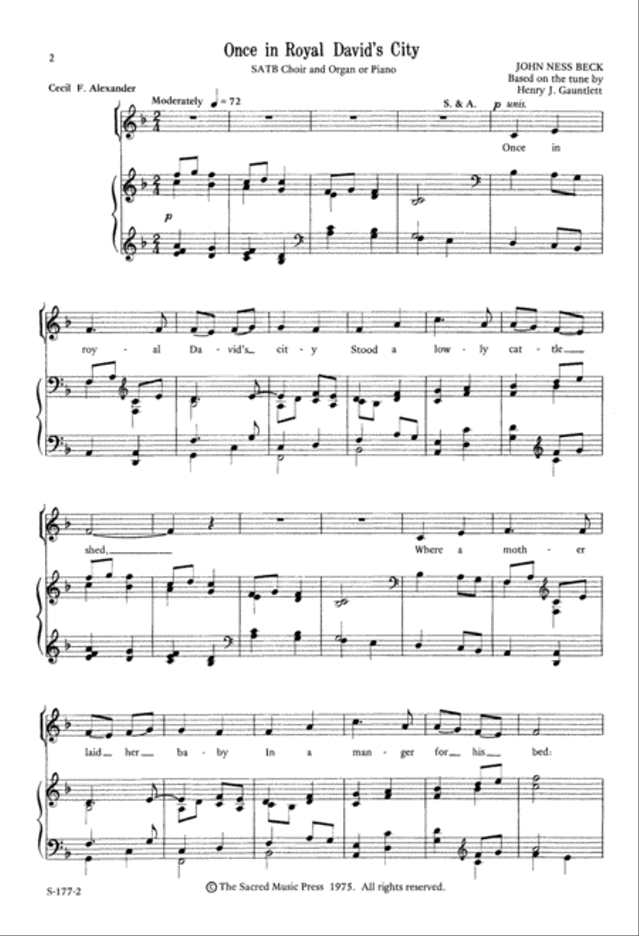 Once in Royal David's City (Digital Download) 4-Part scores gallery preview page 2